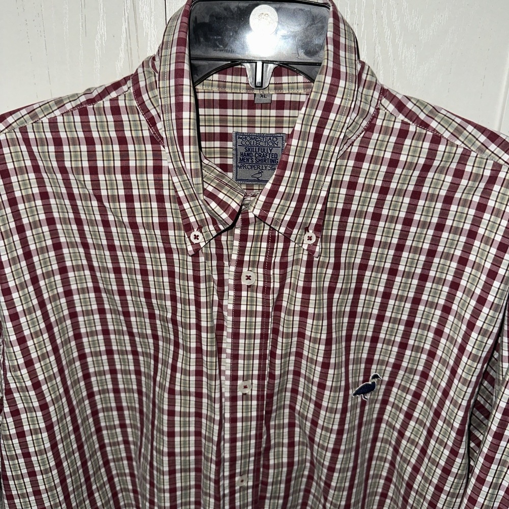 Properly Tied Mens Homestead Collection Plaid Button Down Shirt XL Cotton Duck